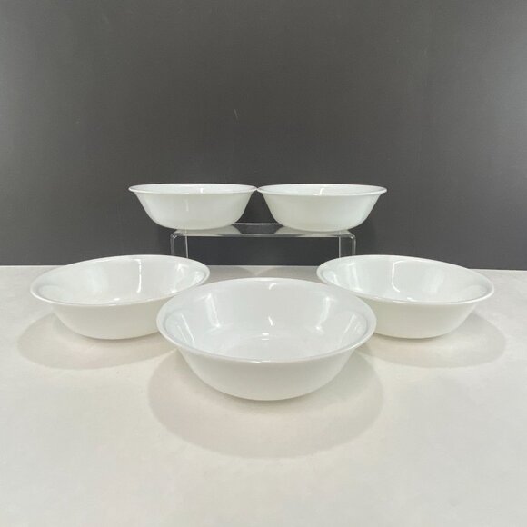 Vintage Corelle White Cereal Soup Bowls Set Of 5 - Picture 5 of 10